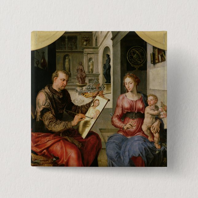St. Luke Painting the Virgin, c.1545 Button (Front)