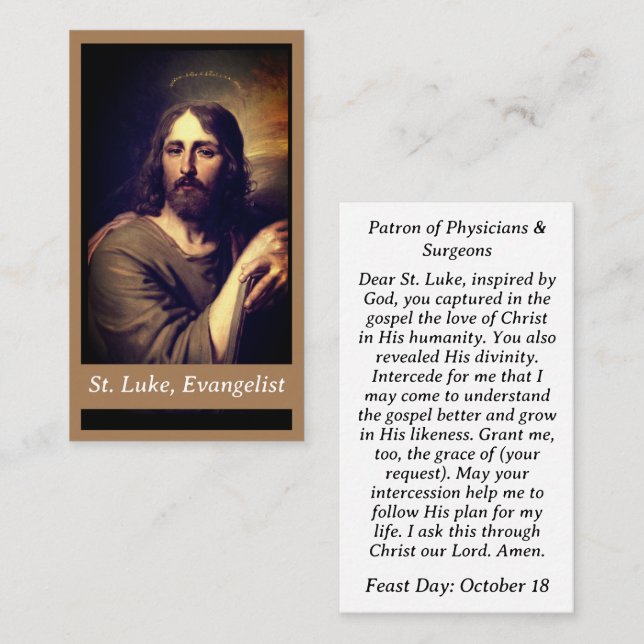St. Luke the Evangelist Customizable Prayer Card (Front/Back)