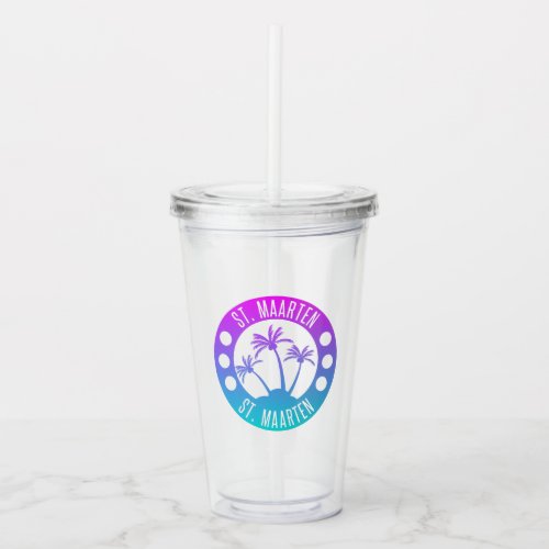 St Maarten Blue Gradient Sint Martin Acrylic Tumbler