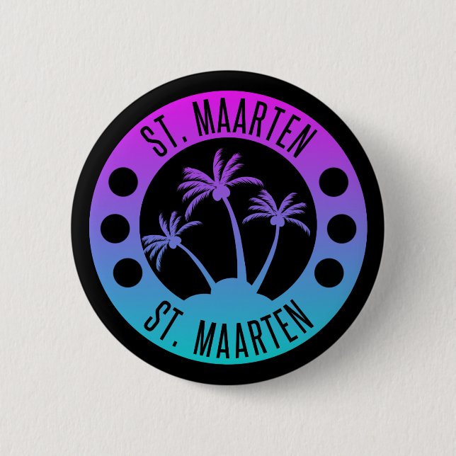 St. Maarten Blue Gradient Sint Martin Button (Front)
