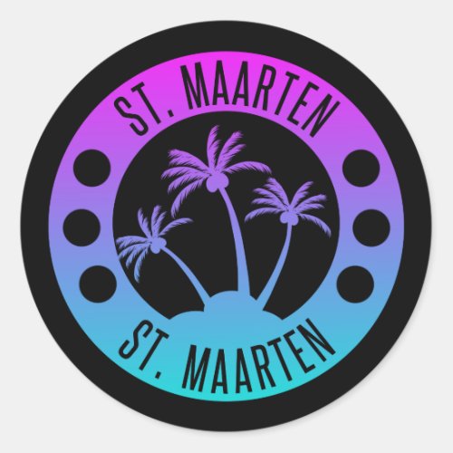 St Maarten Blue Gradient Sint Martin Classic Round Sticker