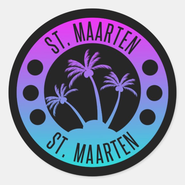 St. Maarten Blue Gradient Sint Martin Classic Round Sticker (Front)