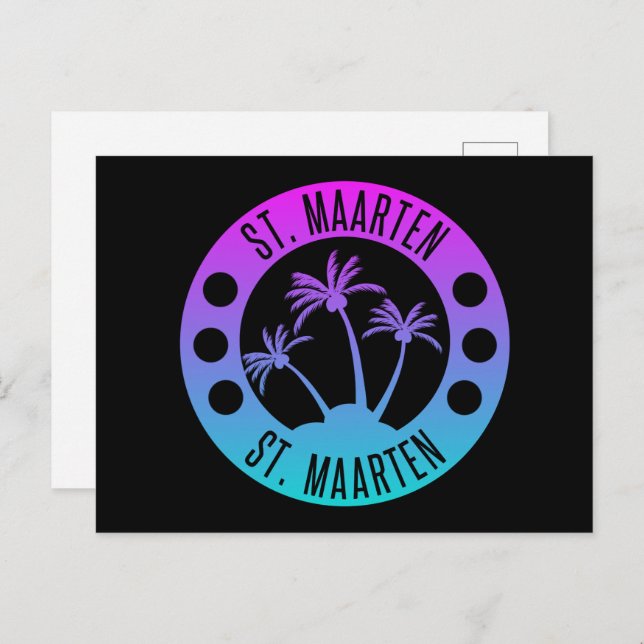 St. Maarten blue Gradient Sint Martin Postcard (Front/Back)