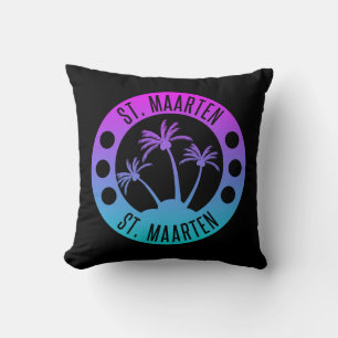 St. Maarten Blue Gradient Sint Martin Throw Pillow
