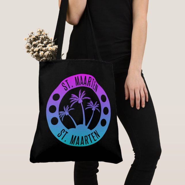 St. Maarten Blue Gradient Sint Martin Tote Bag (Close Up)