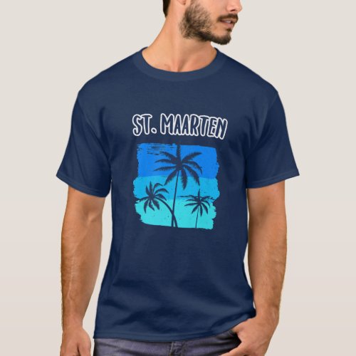 St Maarten Cruise Stop Vacation Souvenir Palm Tre T_Shirt