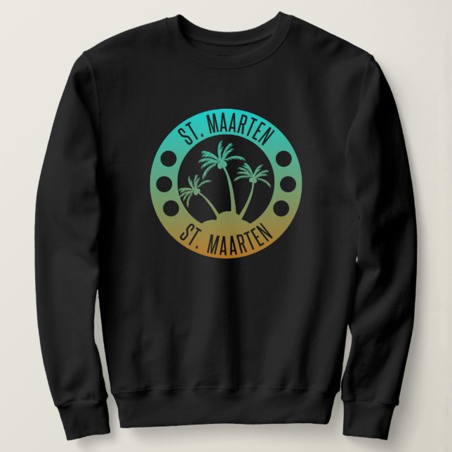 St. Maarten Ocean Aqua Blue Gradient Sint Martin Sweatshirt (Design Front)