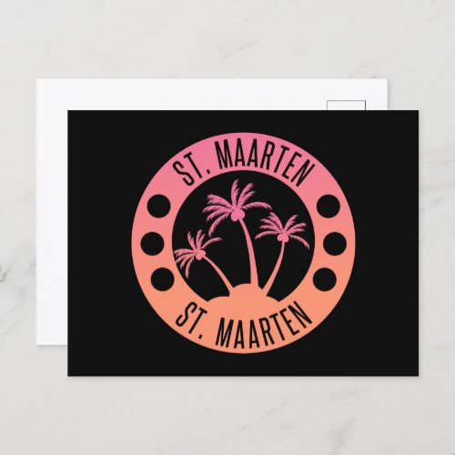 St Maarten Pink and Coral Gradient Sint Martin Postcard