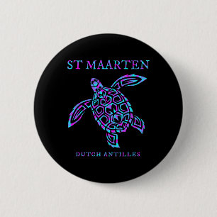 St. Maarten Sea Turtle Boys Girls Womens Vacation  Button