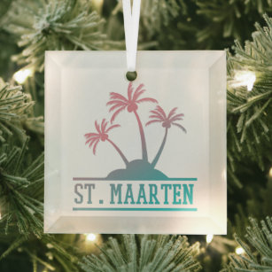 St. Maarten   Sint Martin Gradient  Glass Ornament