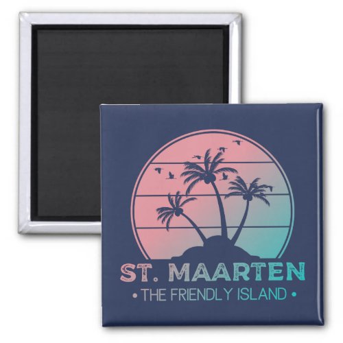 St Maarten  Sint Martin Retro Gradient Magnet
