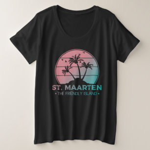 St. Maarten   Sint Martin Retro Gradient  Plus Size T-Shirt