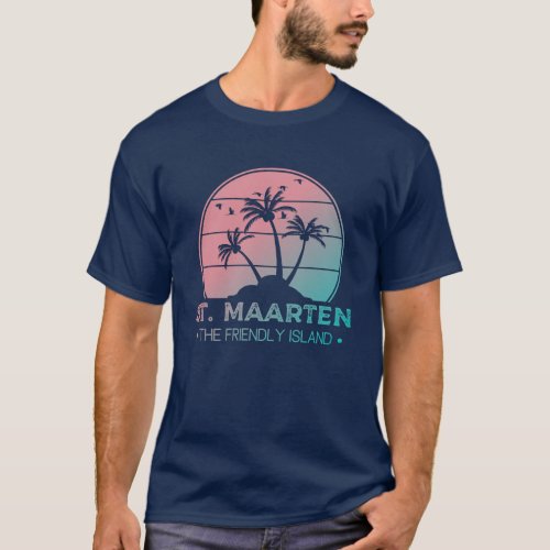 St Maarten  Sint Martin Retro Gradient T_Shirt
