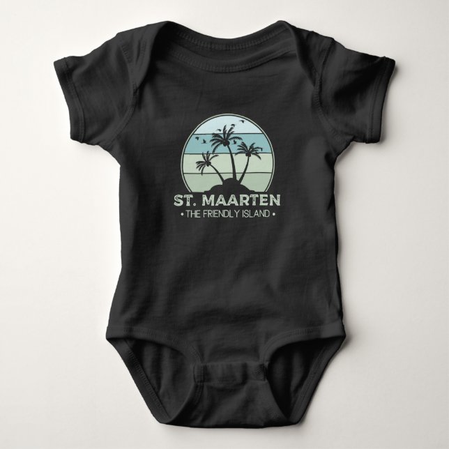 St. Maarten The friendly Island retro Sint Martin Baby Bodysuit (Front)