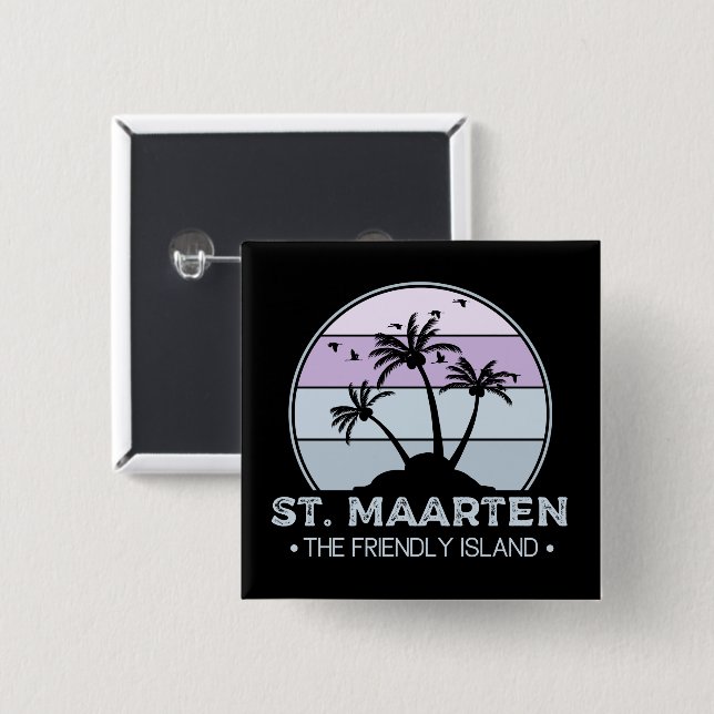 St. Maarten The friendly Island retro Sint Martin Button (Front & Back)