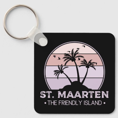St Maarten The friendly Island retro Sint Martin Keychain