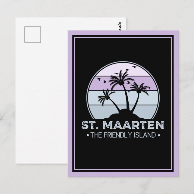 St. Maarten The friendly Island retro Sint Martin Postcard (Front/Back)