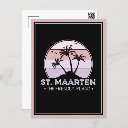 St Maarten The friendly Island retro Sint Martin Postcard