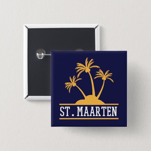 St. Maarten The friendly Island Sint Martin Button (Front & Back)