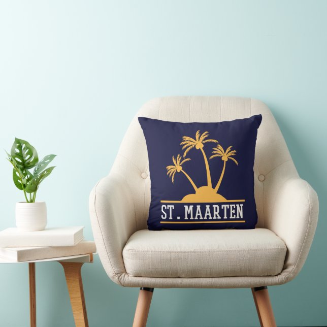 St. Maarten The friendly Island Sint Martin  Throw Pillow (Chair)