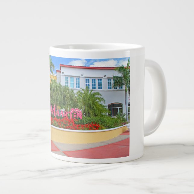 St. Maarten, Welcome sign, photography, Dutch Giant Coffee Mug (Front Right)