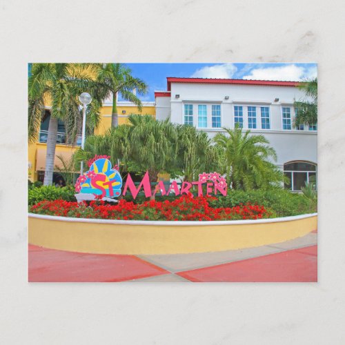 St Maarten Welcome sign photography Dutch Postcard