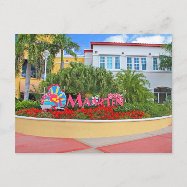 St. Maarten, Welcome sign, photography, Dutch Postcard (Front)