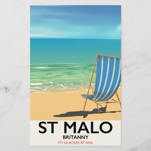 St Malo Britanny Beach poster Stationery