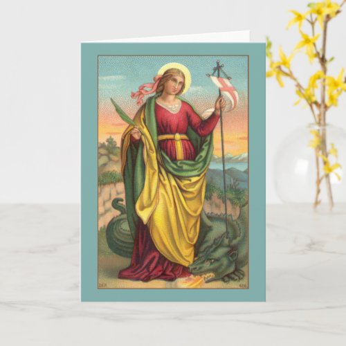 St Margaret with Dragon and Resurrection Banner Card