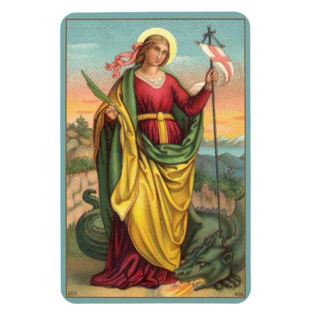St. Margaret with Dragon and Resurrection Banner Magnet (Vertical)