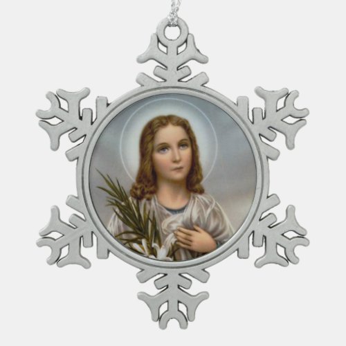 St Maria Goretti Martyr Snowflake Pewter Christmas Ornament