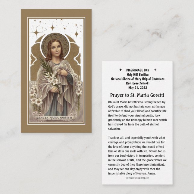 ST. MARIA GORETTI PARISH PILGRIMAGE HOLY CARDS (Front/Back)