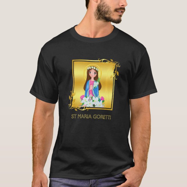 St Maria Goretti Purity Catholic Saints Lily Symbo T-Shirt (Front)