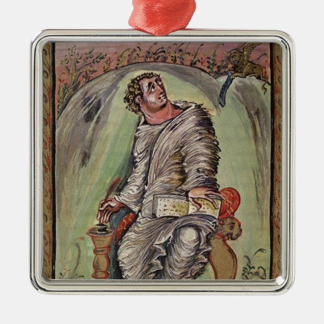 St. Mark at his desk Metal Ornament (Front)