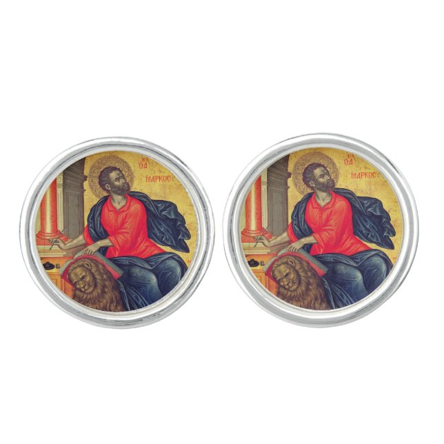 St. Mark - by Tzanes Emmanuel (1657) Cufflinks (Front)