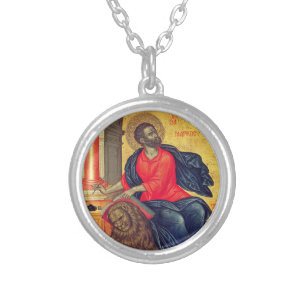 St. Mark - by Tzanes Emmanuel (1657) Silver Plated Necklace