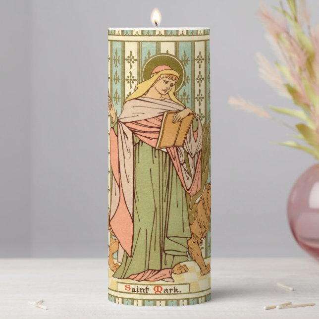 St. Mark the Evangelist (RLS 09) 3"x8" Pillar Candle (In Situ)