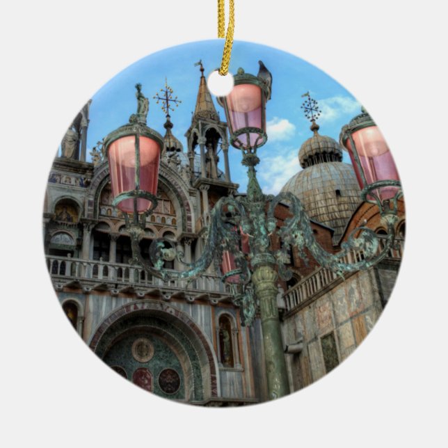 St. Marks and Lamp, Venice, Italy Ceramic Ornament (Front)