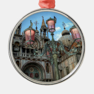 St. Marks and Lamp, Venice, Italy Metal Ornament