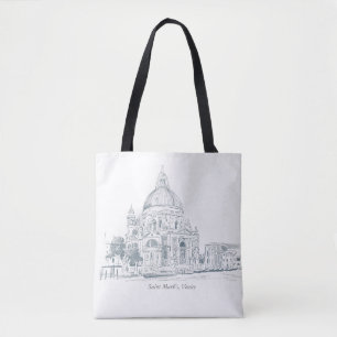 St Marks Basilica Venice Italy Pen n Ink Drawing Tote Bag