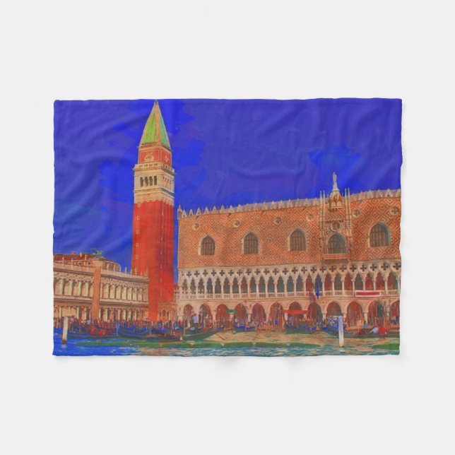 St Mark's Square Piazzetta painting Fleece Blanket (Front (Horizontal))