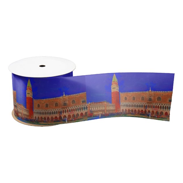 St Mark's Square Piazzetta painting Satin Ribbon (Spool)