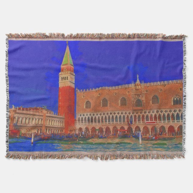 St Mark's Square Piazzetta painting Throw Blanket (Front)