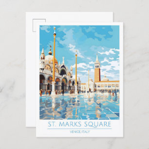 St Marks Square Venice Italy Vintage Travel Postcard