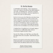 St. Martha 9 week Novena HOLY CARD (Back)
