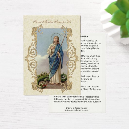 St. Martha 9 week Novena HOLY CARD (Desk)