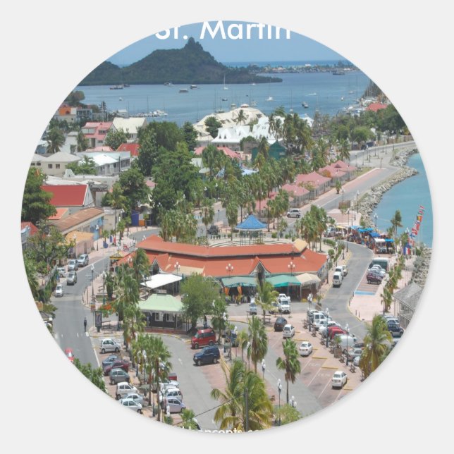 St. Martin and Marigot Bay Photo Classic Round Sticker (Front)