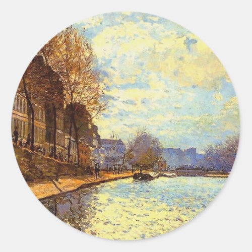 St Martin Canal by Sisley Impressionist Painting Classic Round Sticker