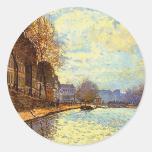 St Martin Canal by Sisley Impressionist Painting Classic Round Sticker