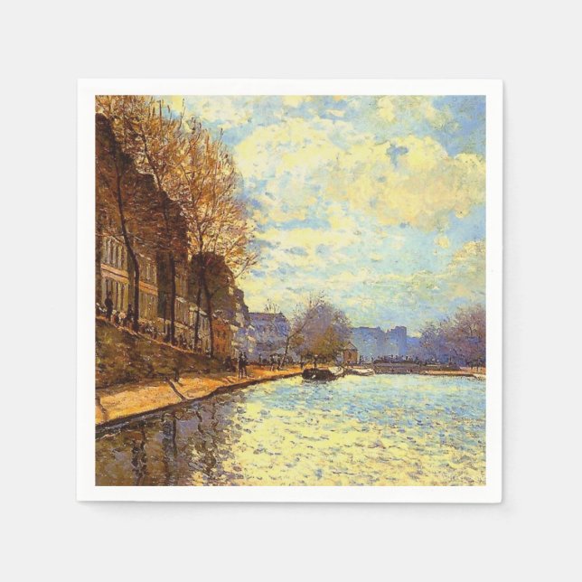 St Martin Canal by Sisley Impressionist Painting Napkins (Front)
